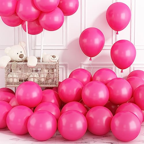 Luftballons Rosa 12 Zoll Hot Pink Rose Rot Latex Luftballons Matt Hot Fuchsia Dunkelpink Helium Partyballon Set für Hochzeitstag Verlobung Brautparty Valentinstag Geburtstag Party Dekoration 30 Stück