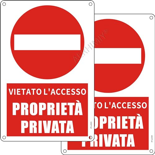 Cartello Proprietà Privata Vietato L'accesso Metallo Riflettente 20x30 cm, Cartello Vietato L'accesso Alluminio Protezione UV, Impermeabile, Antiruggine, Con fori