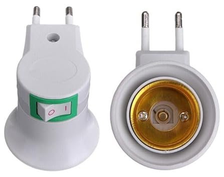 4 PEZZI ADATTATORE PRESA LAMPADINA E27 CON INTERRUTTORE ON/OFF, PORTALAMPADA CON PRESA ELETTRICA