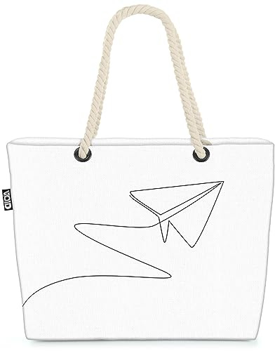 VOID Origami Grafik Flieger Strandtasche Shopper 58x38x16cm 23L XXL Einkaufstasche Tasche Reisetasche Beach Bag