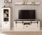 Wohnwand Schrankwand weiß Pinie Holz und grau/anthrazit Wohnzimmerschränke Fernsehschrank Unterschrank Regal Wandregal Set 3 Teile im Industrial Design Stove (Set1)