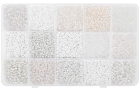 15 Grid White Glass Seed Bugle Tube Beads Kit for Jewelry Making DIY Craft | 2/3/4mm Embroidery Beads for DIY Bracelet Necklace Kit