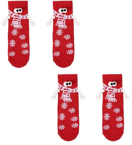 Lasuroa Weihnachtssocken, magnetische Haltesocken, niedlich und lustig, für Paare, Frauen und Männer, rot, 10-15, 2 Paar