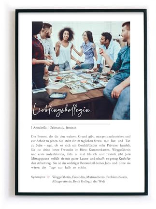 Kollegin Geschenk – Lieblingskollegin Definition Bild mit Foto – Personalisiertes Abschiedsgeschenk für die Kollegin. Geschenkidee Geburtstag, Weihnachten, Abschied oder Ruhestand.