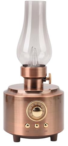 Jectse Retro-Bluetooth-Lautsprecher, öllampenförmige Vintage-Tischlampe, Nachtlicht, Flammenlose Nachttischlampe mit Kabellosem Lautsprecher, Unterstützt USB-Speicherkarte, (Rotbronze)
