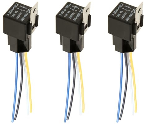 MOCNT 3 Pezzi 12V 40A Auto Relè con Presa SPST 4 Pin Automobile Relè con Filo Auto Interruttore Relè Aperto Contatti Relè Camion Elettrico Relè Impermeabile Motociclo Pesante Relè