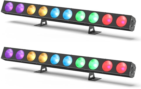120W Wallwasher Bühnenlicht COB RGBW Partylicht mit 10 pcs 4 in 1 LED Lamp Beads, dmx512 und Sound Aktiviert Effektstrahler für DJ Konzert Party Hochzeiten Nachtclub Tanzsaal (2 Stück)