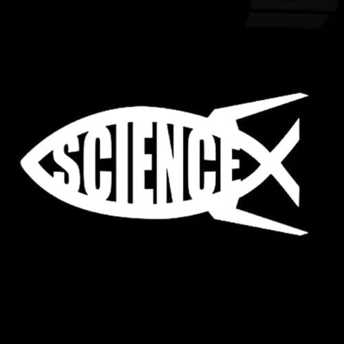 19.6CMx9.8CM Science Jesus Fish Evolution Vinyl Decal Gott Darwin Big Bang Religion Reflective Car Sticker Balck sliver Motorcycle bicycle tricycle refrigerator toilet decal decoration sticker