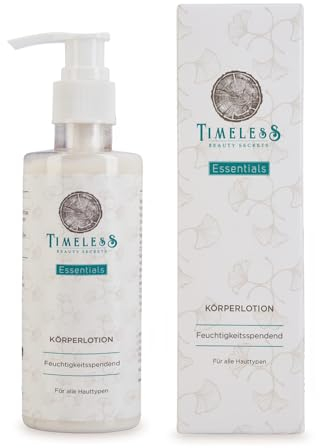 ESSENTIALS GESICHTS- UND KÖRPERLOTION - NATURKOSMETIK | Lotion für trockene, unreine Haut | Aloe Vera, Shea- und Mangobutter | 200ml | Erhöhung des Feuchtigkeitsgehalts +25% | TIMELESS BEAUTY SECRETS