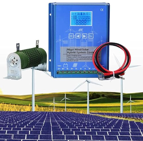 Dfdieratve Regolatore di Carica Ibrido Solare Eolico da 12000 W, Regolatore di Carica Ibrido Solare Eolico MPPT 12V/24V/48V, per Batteria Caricabatterie Generatore Eolico,12V/12000W