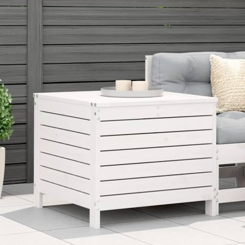 CIADAZ Gartenhocker Weiß 62x63,5x53,5 cm Massivholz Kiefer, Balkon Hocker, Fusshocker Garten, Hocker Garten, Fußhocker Für Sessel, Gartenmöbel Hocker - 844904