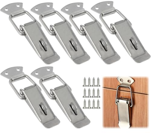 WeddHuis 6 Pcs Turnbuckle Lever Latch Box Lock Lid Lock for Tool Boxes, Drawers, Cabinets, Chests, Boxes, Cabinets (56mm, Stainless Steel)