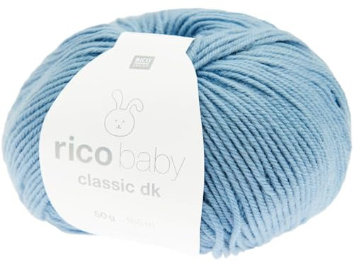 Rico Wolle Baby Classic dk, Babywolle weich und pflegeleicht zum Stricken oder Häkeln, 50% Polyamid, 50% Polyacryl, 50g 165m, Nadelstärke 3,5-4 mm (014 blau)