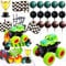Green Monster Truck Cake Topper Racing Car Cake Topper Monster Truck Cupcake Toppers Checkered Flag Cupcake Picks Monster Truck Birthday Decorations