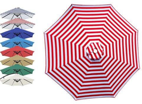 CYPOSLDN Auvent de Rechange pour Parasol de terrasse, Toile de Rechange pour Parasol 6,5 Pieds 7,5 Pieds 9 Pieds, Dessus de Parasol de Table de marché extérieur, Housse avec 6 Baleines 8 Baleines
