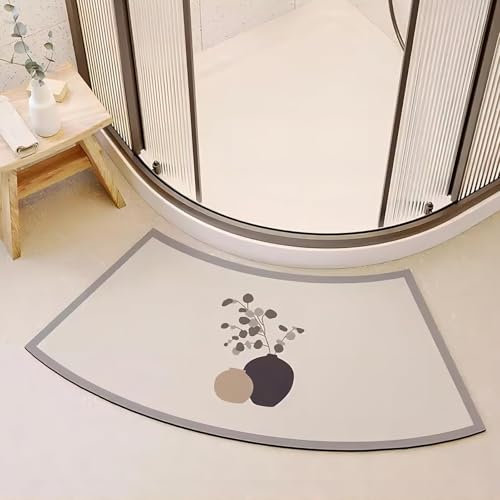 Arc-shaped Shower Mat - Gebogene Badematten for die Dusche, schnell trocknende gebogene Badezimmermatte, stark saugfähige gebogene Duschmatten for runde und Eckduschen, rutschfeste Gummiunterseite(D,1