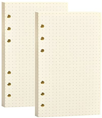 2 Paquets de 160 Feuilles A5 Pointillé, Inserts de Planificateur, Papier Perforé 6 Trous, Carnet Notes Rechargeable, Recharges pour Journal Cahier Agenda, 100gsm