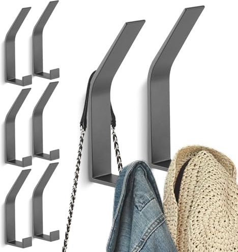 Kssvzz 8 Stück Grau kleiderhaken Wand zum Bohren-Schrauben unsichtbar, Moderne Garderobenhaken Garderobenleiste Wand für Jacken, Mäntel, Cap, Schals, Handtuch, Handtaschen und Mehr