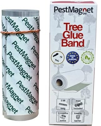 PestMagnet - Tree Glue Band - 5 mètres - Inclus : longue liaison - Résistant à l'humidité - Anneau de colle pour arbre, ruban adhésif pour arbre de 5 mètres avec long ruban de liaison, protection du