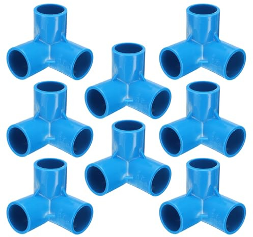 sourcing map 8 raccordi per tubi in PVC a 3 vie da 2,5 cm, connettori a gomito per mobili, grado di costruzione di 90 gradi, raccordi a gomito per fognature idrauliche di scarico dell'acqua per