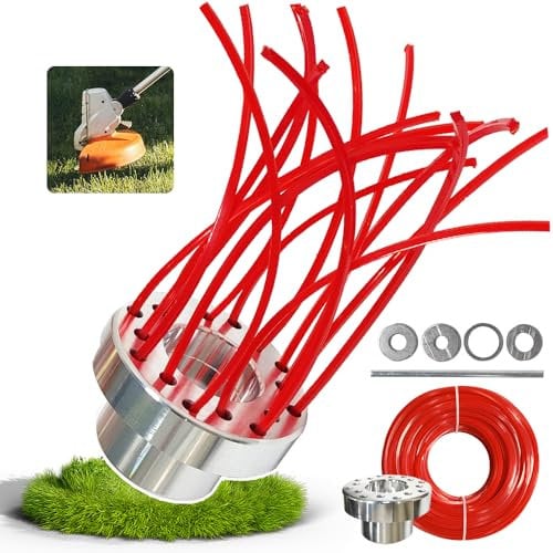 HEYIDAMAI Unkrautbürste für Freischneider, Unkrautbürste für Motorsense Aluminium, Rasentrimmer Unkrautbürste, Universal Wildkrautbürste, inkl 30m Nylon Faden Wildkrautbürste & Freischneider Zubehör