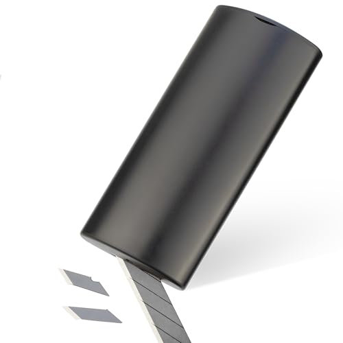 2Pcs Black Disposal Containers for Snap-Off Utility Knife 9mm Blade, Razor Blade Cutter Safe Storage Box for Workshop, Office, Crafting, Secure Disposal Solution