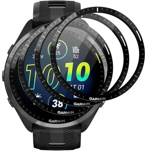 Knrlqim 3 Pièce Verre Trempé pour Garmin Forerunner 965 Smartwatch Protection Écran,9H HD Protecteur D'écranSans Bulles Anti-Rayures 3D Incurvé Couverture Complète pour Garmin Forerunner 965