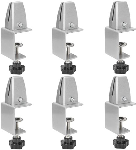 Sneeze Guard Support Aluminum Adjustable Partition Clamp Desk Shield Clamp Privacy Panel Clamps Acrylic Desk Divider Support for Counter(6 Pack)