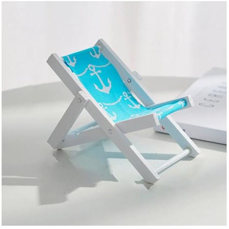 Wisafory Miniatur Strandstuhl Mini Liegestuhl Klappstuhl aus Holz Puppenhaus Strand Stuhl für Strandparty Hause Kinderzimmer dekorative Ornamente Handy-Halter kreative Accessoires Requisiten 6#