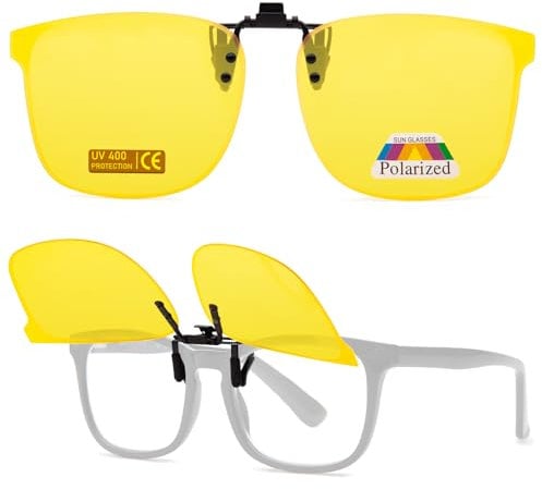 Epavouos Polarisierte Clip-On Nachtfahrtbrillen UV400- Polarisiert Nachtsichtbrille Laser Edge Design Unisex (Nachtfahrbrille, 47mm*62mm)