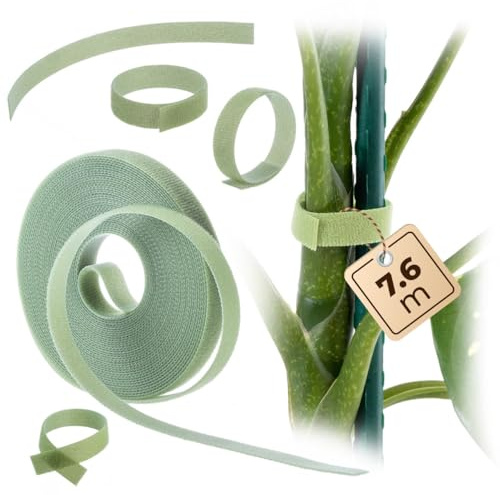 KADAX Klettband für Pflanzen, 12 mm x 7.6 m, Pflanzenbinder zum Befestigen von Tomaten, Blumen und Rankhilfen im Garten, Pflanzenband, Klettverschluss, Gartenband