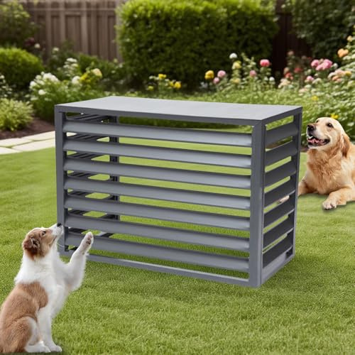 CXLXBRZD Cubierta de Aire Acondicionado Exterior Aluminio, Protector Aire Acondicionado Exterior, Ocultación y Reducción de Ruido(Grey,100x50x70cm)