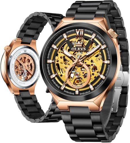 OLEVS Montre Homme Automatique Squelettée Mécanique Luxe Diamants Étanche Lumineux Montre
