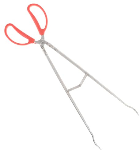 TOYZFRIENDY Multipurpose Stainless Steel Fireplace Tong with Long Handle for Firewood Garbage Charcoal Gripping Heavy-Duty Barbecue Camping Outdoor Fire Pit Tool with Strong Grip and Stable