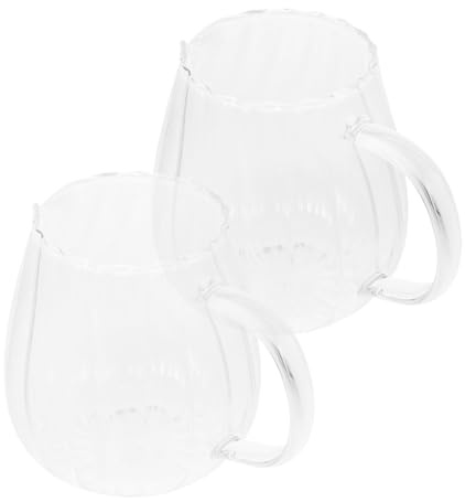 Gatuida 2 pièces Pichet à Lait Verre Rayé Petit Pichet à Portable Résistant et Transparent pour Café Thé et Boissons Facile à Nettoyer pour Usage Domestique et Professionnel