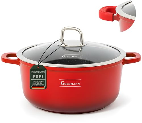 GOLDMANN Kochtopf 20 cm, 2,3 L, Antihaft, Induktion & Deckel