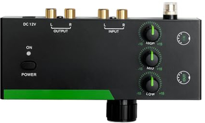 SHUAIGUO PH-3EQ MM MC Phono-Vorverstärker-Sound-Interface mit Ausgewogenen und Vielseitigen Ausgangsoptionen für Plattenspieler-Liebhaber. Schwarzes Metallmaterial (EU-Stecker)