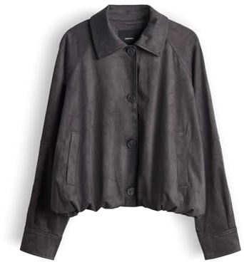 someday Damen Jacke | Blousonjacke in Wildlederoptik Regular Fit Coal dust, 36