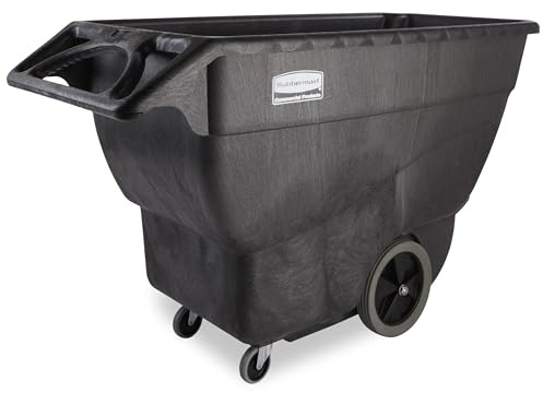 Rubbermaid Commercial Products Tilt Dump Truck/Trash Cart/Garbage Collection, 600 lbs 3/4 Cubic Yard Heavy Load Capacity with Wheels, Trash Recycling Cart, Black, Office/Warehouse/Facility Management
