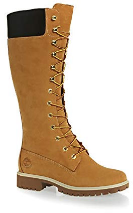 Timberland Premium 14 inch Waterproof, Stivali Stringati Donna, Giallo Wheat Nubuck, 39 EU