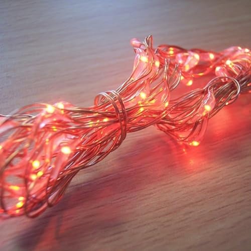 Haushalt International Lichterkettte mit 40 LED Lichtern, Kupferdraht Länge ca.2,5 m Batterie betrieben Farbe: rot