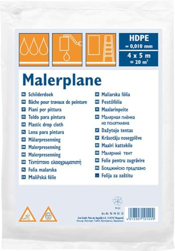 Malerplane, HDPE 10 my, transparent 4 x 12,5 m = 50 m²