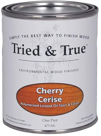 Tried & True Cherry Stain & Finish, Pint | Linseed Oil Natural Wood Stain, Perfect for Home Improvement, Furniture, & Kitchen Wood Projects, Pigmented Danish Oil