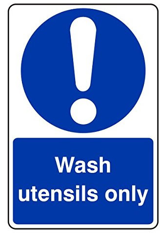 150mmx200mm Wash Utensils Only Catering Sign Sticker Self Adhesive