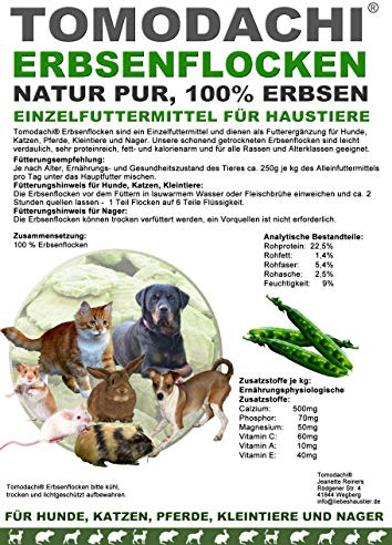 Tomodachi Erbsenflocken Erbsenflocken Hund, Barf Gemüsezusatz, Naturprodukt, Ergänzungsfutter Hund, Verdauung, Stoffwechsel, Immunsystem, proteinreich, mineralienreich, kalorienarm, Diätfutter, 10kg