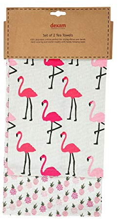 Dexam Flamingo 2er Set Geschirrtücher Pink One Size