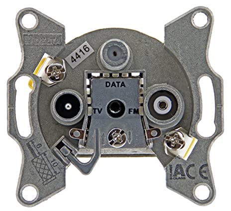 DCT Delta 3-Loch Kabelfernsehen Multimedia-Durchgangsdose 5-1006 MHz, 12dB / BDM 8612 85Q / Digital/Aufputz/Unterputz/DVB-C …