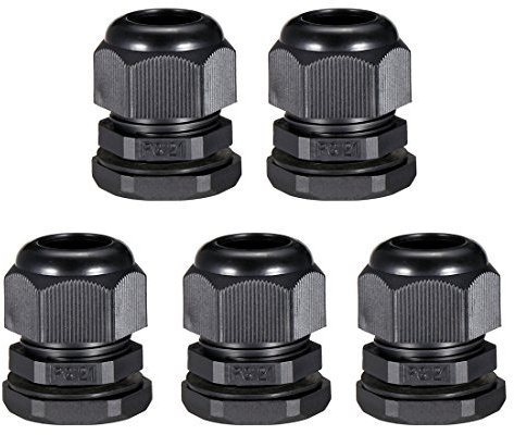 sourcing map 5Pcs PG21 Cable Gland Waterproof Connector Plastic Wire Glands Joints Black for 14mm-19mm Dia Wires