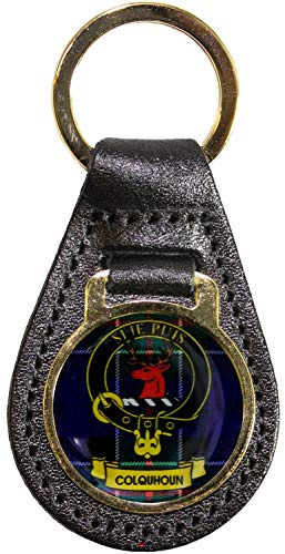 I LUV LTD Leather Key Fob Scottish Clan Crest Colquhoun Scottish Made