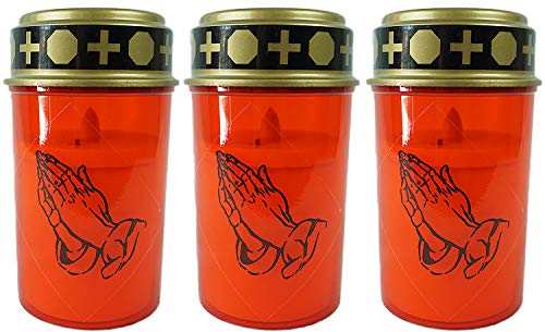Novaliv Lot de 3 bougies funéraires LED rouges à combustion permanente - Bougie funéraire LED avec batterie - Bougie de cimetière - Bougie commémorative d'extérieur - Lanterne funéraire - Lumière